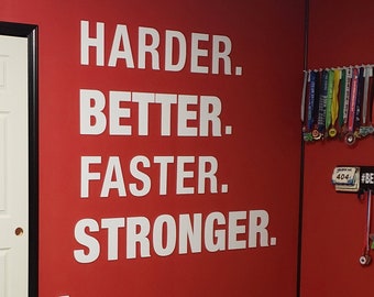 Gym, Gym Decor, Harder, Better, Faster, Stronger, Gym Stickers, Wall Decor, Wall Art, 3D, 3D Art, Wall Hangings, Signs, Gift - SKU:HBFS3D