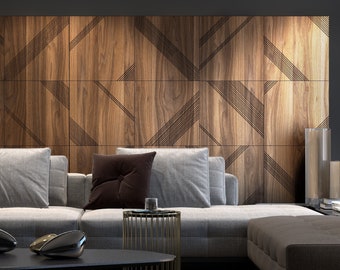 Modular Dark Wood Wall Panels, Accent Wall Panel, Decorative Wall Panels, Easy Installation, SKU:MOOS