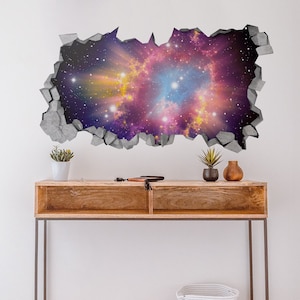 Cosmic Broken Wall Decal - 3d Wallpaper - 3d wall decals - 3d printed - 3d wall art - 3d art - Wall Sticker - Wall Decal - SKU: COS3DM