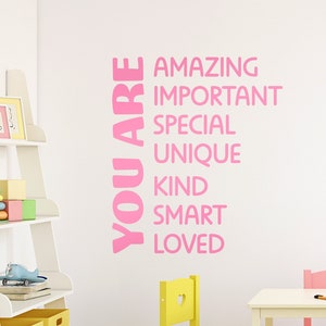 You Are Amazing Wall Vinyl Decal, Positive Affirmations for Classroom, Positive Quote for School Decal, SKU:YOAR