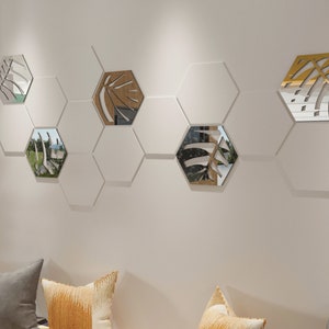 Palm Leaves Wall Panels, 3D Wall Art, Hexagons Wall Art, Honeycomb Decorative Wall Art, Office Wall Decor, 16 Hexagons, SKU:HXLF