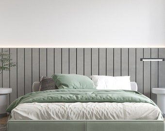 Grey Concrete Headboard Bars, Half Wall Panels, Wainscot Paneling, Fluted Slat Wall, SKU:COHD