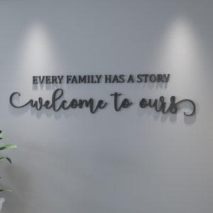 Every Family has a Story, Welcome to ours, Inspirational Wall Art, Lettering Art, Dining Room Quote, SKU:EFHS