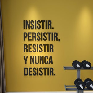 Insistir Persistir, Resistir Nunca Desistir, Arte de la Pared del Gimnasio, Signo de Cita Motivacional, SKU:IPRY image 1