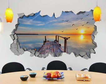 Broken Wall Decal - 3d Wallpaper - 3d wall decals - 3d printed - 3d wall art - 3d printing - 3d art - Wall Sticker - Wall Decal -SKU:BRSU3DW