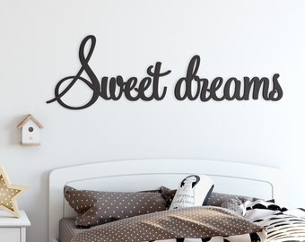 Sweet Dreams, Nursery Decor, Large Bedroom Wall Decor over the Bed, Lettering 3D Bedroom Decor, SKU:Sweet
