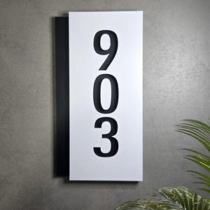 Custom Hotel Room Sign, Unit Door Numbers, Interior Modern Number Plague, Room Number Sign, Black and White, SKU:BLWH