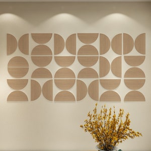 Half Circles Wall Decor, Textured Wood Imitation, Abstract Semicircles Wall Panels, SKU:SEWO