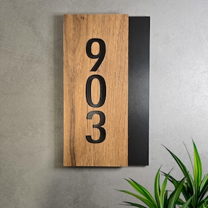 Unit Door Numbers, Interior Modern Number Plague, Room Number Sign, Custom Hotel Room Sign, Vinyl Wood Imitation, SKU:SBWR