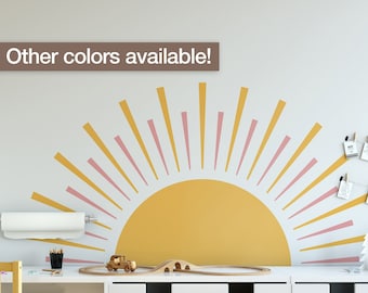 Rising Sun Wall Decal, Half Sun, Scandinavian Nursery, Boho Sun Nursery Decor, Sunshine, Sunrise, SKU:HSDM