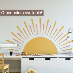 Rising Sun Wall Decal, Half Sun, Scandinavian Nursery, Boho Sun Nursery Decor, Sunshine, Sunrise, SKU:HSDM