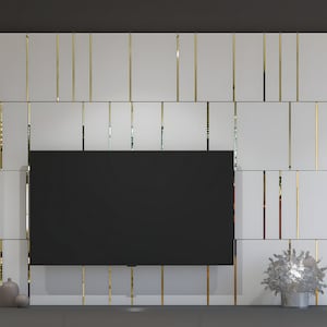 White and Gold Mirror Decorative Panels, 3D Wall Panels, Pack of 8 or 16 panels, Easy Installation, SKU:WPGL