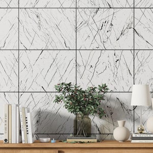 Pannelli decorativi in imitazione marmo bianco e nero, rivestimento murale 3D, design per pareti decorative, SKU:WBKW