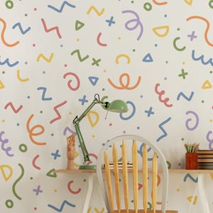 Colorful Doodles Wall Stickers, Abstract Shapes for Kids Bedroom, Nursery or Playroom Decals, Peel and Stick, Set 106 Pieces, SKU:FCDO