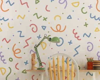 Colorful Doodles Wall Stickers, Abstract Shapes for Kids Bedroom, Nursery or Playroom Decals, Peel and Stick, Set 106 Pieces, SKU:FCDO