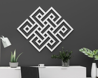 Endless Knot Wall Art, Infinity Knot Decor, 3D Wall Decor, Spiritual Wall Art, Sacred Geometry Decor, Meditation Room Decor, SKU:KNOT