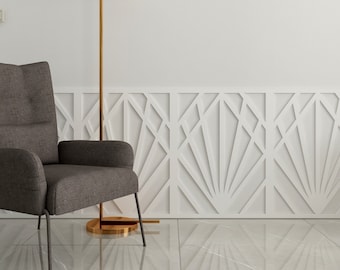 3D Art Deco Wainscot Geometry Paneling, 3D Wall Panels, Vintage Decorative Wall Panels, Wall Moulding Kit, SKU:ALVW