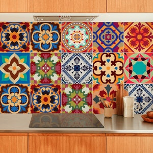 Talavera Tile Decals Tile Stickers Talavera Traditional Tiles Tiles for Kitchen Kitchen Backsplash Home PACK OF 48 SKU:TraTa image 1