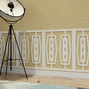 Mid Century Wainscot, Modern Wall Art, Atomic Decor, Retro Style Wainscot Panels, 3D Accent Wall - SKU:MIDW
