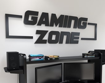 Gaming Zone, 3D Wall Decor, Video Games Sign, Gameroom Sign Gifts, Gamer Girl, SKU:GAZO