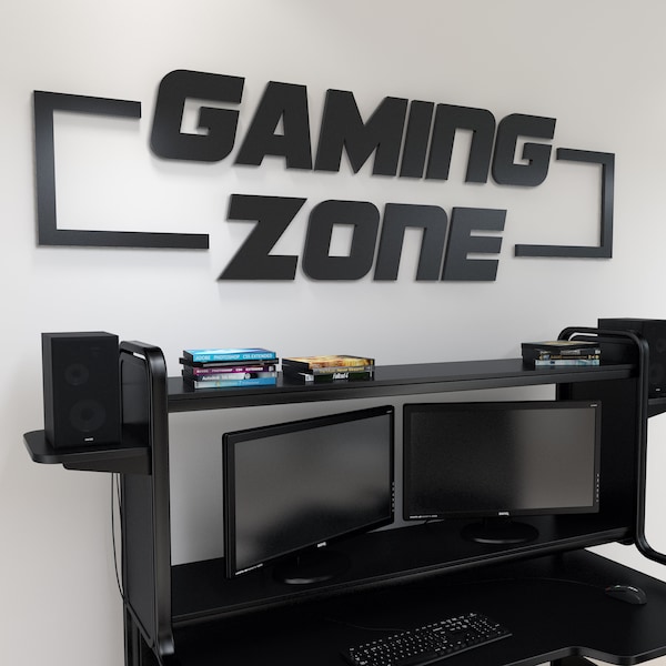 Gaming Zone, 3D Wall Decor, Video Games Sign, Gameroom Sign Gifts, Gamer Girl, SKU:GAZO