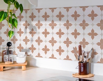 Esmirna Pattern Tile Stickers, Accent Wall, Floor Wall Backsplash, Removable Kitchen Bathroom Decal, Peel and Stick, PACK of 10, SKU:ESMI