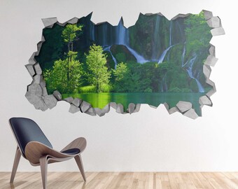 Waterfall - Wall Decal - 3d Wallpaper - 3d wall decals - 3d printed - 3d wall art - 3d art - Wall Sticker - Wall Decal - SKU: GRWA3DM