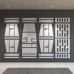 Science Fiction Spaceship Wall Pattern, Wall Panels, Wall Paneling, Imperial Galactic Wall Panel, Fretwork Panel Set, SKU:SFSP