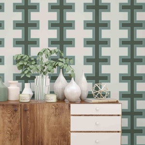 Mid Century Modern , Mdm wallpaper green, Olive Color , behang  - SKU:MCGG