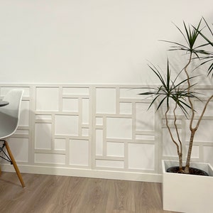 Cubism Style Wainscot Paneling, Decorative Wall Panels, Wainscot Border Panel, 3D Accent Wall, Mid Century Decor - SKU:WMOC