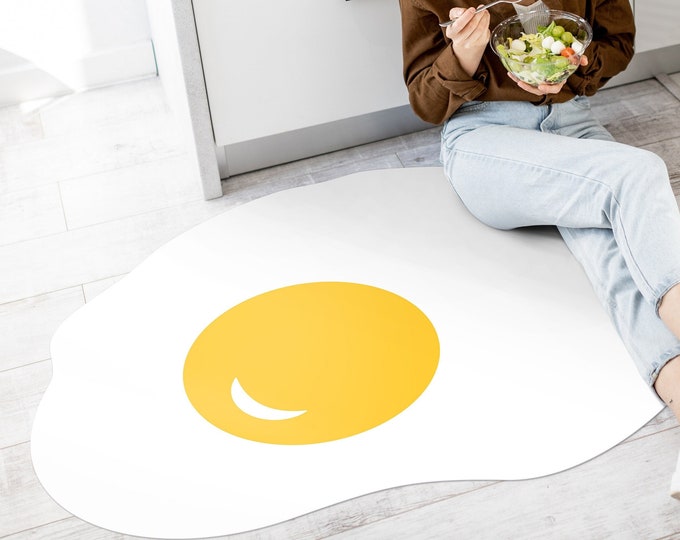 Vinyl Mat Egg, Cute Egg Rug, Children Funny Carpets, Egg Yolk Mat, Creative Egg Kitchen Mat