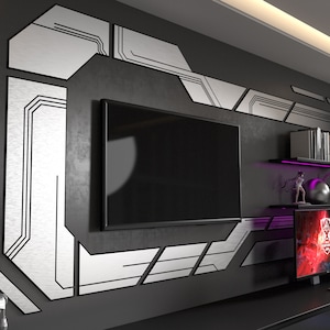 Sci-fi Brushed Silver 3D Wall Decor, Video Games Sign, Gameroom Sign Gifts, Sci-fi Wall Decor, SKU:SFBU-1