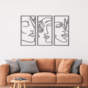 Abstract Line Woman Faces, Line Wall Art, Abstract Drawing, 3D Wall Decoration, Wall Panels, Minimalist Art, 3D - SKU:3FACE
