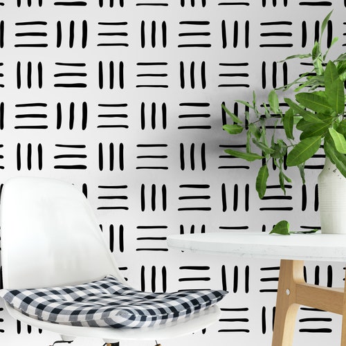 Wallpaper in Black and White Scandinavian Design Removable Etsy