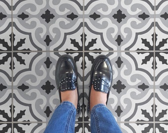 Reims Pattern Tile Stickers - Waterproof & Removable - Floor Vinyl - Vinyl Tile - Self Adhesive - Pack of 10 - SKU:REIM