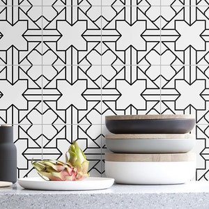 White Kasbah Tile Stickers, Suitable for Wall and Floor, Waterproof, Tile Decoration, All Sizes, Modern Decor, PACK of 10, SKU:WHKT