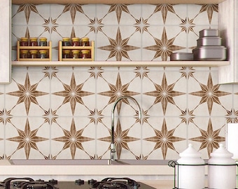 Brown Astra Tile Sticker, Suitable for Wall and Floor, Waterproof, Tile Sticker, Decal, Pack of 10, SKU:STOG