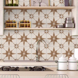 Brown Astra Tile Sticker, Suitable for Wall and Floor, Waterproof, Tile Sticker, Decal, Pack of 10, SKU:STOG