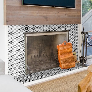 Starry Tile Stickers - Fireplace - Waterproof & Removable - Peel and Stick - Black and White - Pack of 10 - SKU:BERN