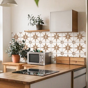 Brown Astra Tiles Backsplash Decals Kitchen Wall Decor Crédence adhésive Backsplash Peel and Stick in Roll SKU:RT48 image 1