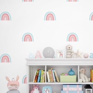 Pink and Blue Rainbow Wall Decals, Nursery Stickers, Hand Drawn Rainbow, Kids Wall Stickers, Pastel Room Stickers, SKU:BPBW