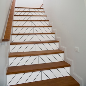 White Stair Riser, Black Stair Riser, Stickers Escalier, Vinyl Decal Removable, Peel & Stick, Pack of 10, SKU:BLINE