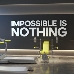 Impossible Is Nothing, Gym Wall Art, Quotes, Gym Decor, Gym,  Gym Stickers, Wall Decor, Wall Art, 3D, 3D Art, Wall Hangings, Signs - SKU:IIN