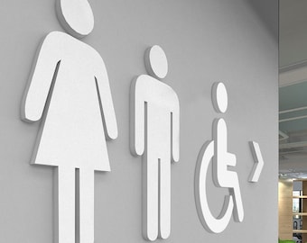 Toilet Sign, Toilet Door Sign, Toilet Direction, Bathroom Sign, Office Sign, Restroom sign,  WC Sign, School Toilet Sign - SKU:REBI