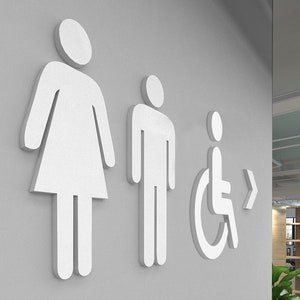 Toilet Sign, Toilet Door Sign, Toilet Direction, Bathroom Sign, Office Sign, Restroom sign,  WC Sign, School Toilet Sign - SKU:REBI