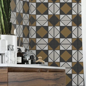 Hand Painted Effect, Graz Tile Stickers, Japandi Style, Suitable for Wall and Floor, Peel and Stick, PACK of 10, SKU:GRAZ