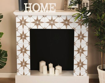 Tile Stickers Brown Astra, Stars, Fireplace Decoration, Tile Decoration, PACK of 10, SKU:STOG
