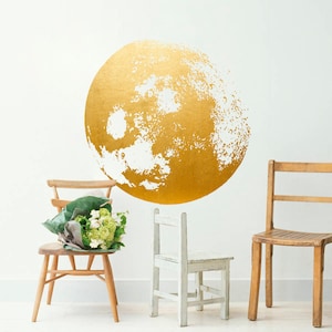 Moon Decal Golden - Gold Foil Art - Moon Wall Decal -  Moon Wall Sticker - Gold Foil Wall Art - Gold Foil Stickers - SKU:MOONGOLD