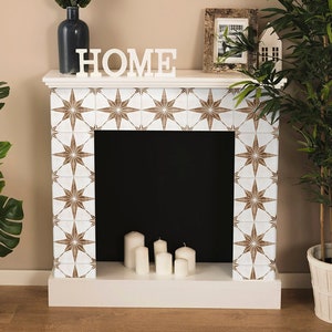 Tile Stickers Brown Astra, Stars, Fireplace Decoration, Tile Decoration, PACK of 10, SKU:STOG