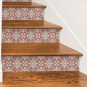 Red Earth Portuguese Tiles, Fireplace Hearth, Peel & Stick, Tiles Stickers for Kitchen/Bathroom, Waterproof, Pack of 10, SKU:PTRE
